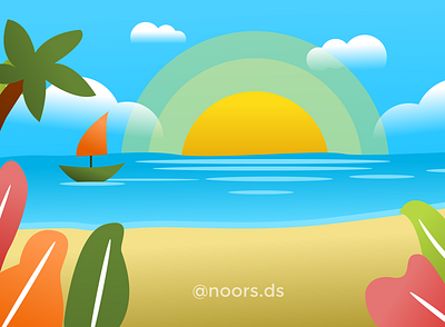 Beach beach beach illustration colors illustration landscape landscapes nature sea vector
