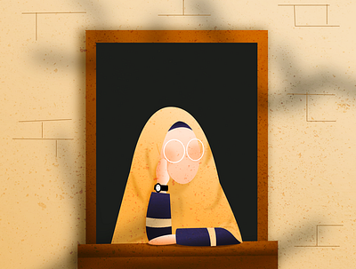 a woman who is staring at the window character illustration islam islamic islamic art muslim muslimah people staring vector window woman woman illustration