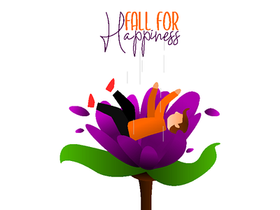 Fall for Happiness color falling flower gradient happiness illustration men