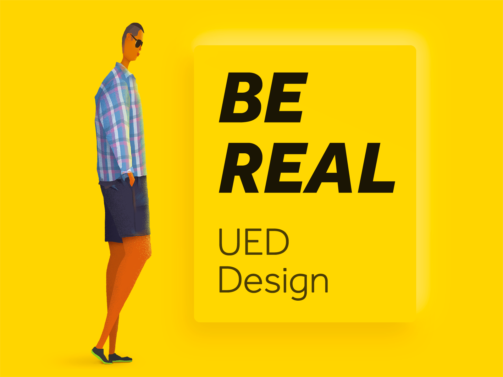 Be Real illustration man slogan yellow