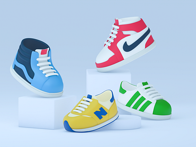 Trendy shoes 3d adidas illustration nb shoes ui vans