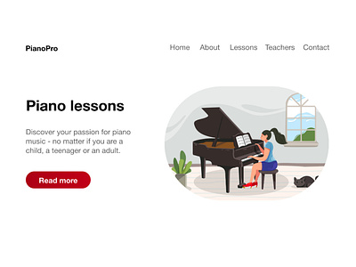 #DAILYUI #003 blue clean daily 100 challenge dailyui green illustration landing page landing page design lessons music passion piano pianomusic playful red teaching ui uidesign uiux