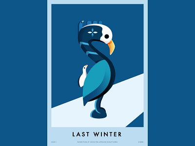 Unique Bird animal blue exhibition illustration