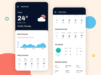 Weather app UI design android dark ui weather weather icon