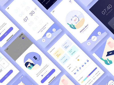 Sleep tracker app UI design app clean data healthy purple ui
