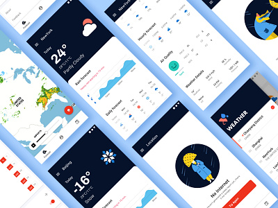 Weather UI design accurate android black blue clean daily data illustration life ui design weather weather forecast