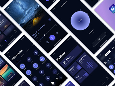 Meditation App UI design breathe clean dark design health night purple relax sleep tracking