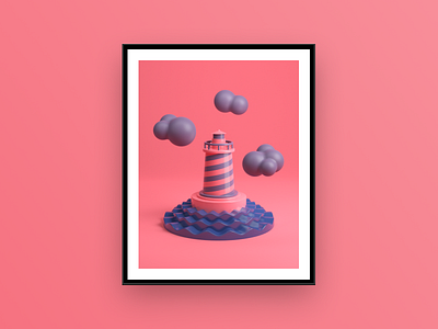 Lighthouse 3dart 3dillustration blender clouds coastal illustration küste lighthouse ocean sea water waves