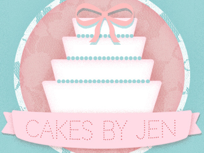 Cakes by Jen Logo blue branding cake cute graphic design illustration logo pink white