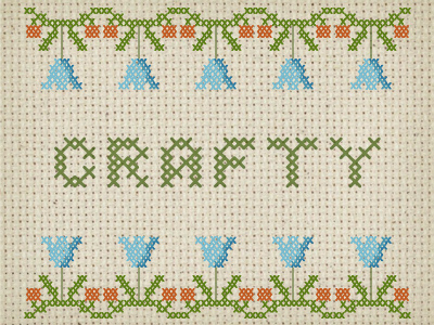 Crafty - Descriptive Project blue crafty cross stitch graphic design green red typeface typography