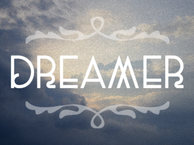 Dreamer - Descriptive Project blue clouds graphic design project type typeface typography white