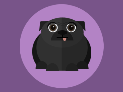Olive black black pug cute dog flat graphic design illustration just for fun pug puppy purple shapes
