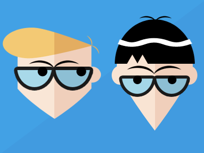 Dexter and Mandark cartoon cartoon network cute flat icon illustration