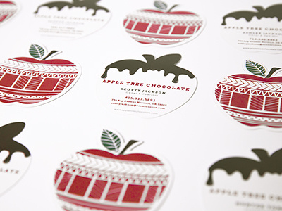 Apple Tree Chocolate Business Cards apple business card chocolate die cut mcmahon marketing red spot gloss tribal