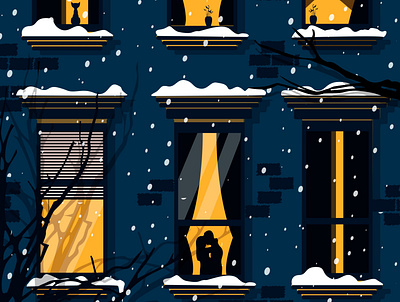 Winter warmth design flat illustration illustrator logo minimal snow vector window winter