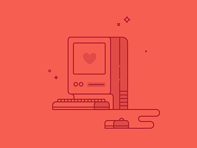 Mr. Internet find me a boyfriend! computer icon illustration love minimal outline red valentine vintage mac