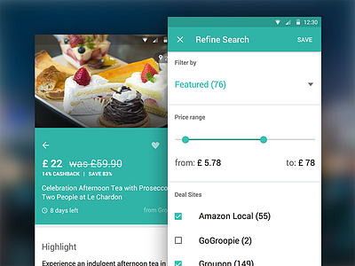 Workangel - Daily Deals android deal detail filter from material design price range refine to ui ux