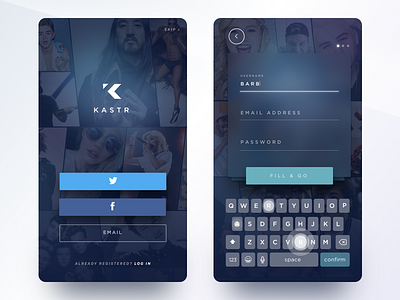 Login - Kastr email facebook input form ios login sign in sign up twitter ui