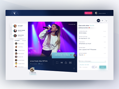 Kastr Live - Desktop angle chat landing page live video video player viewer web