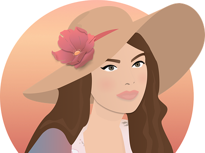 UI Challenge Figma - Woman with a Hat flower girl illustration graphic design retro design sunset ui challenge ui design ui illustration woman illustration woman with hat