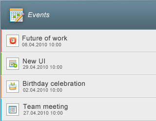 Events list events gui social web