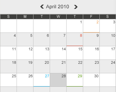 Calendar calendar events gui web