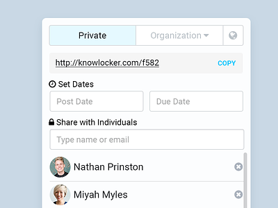 Privacy Selector clipboard contacts date detail inline list organization popup privacy share tooltip ux