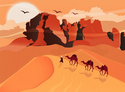 tassili najjer2 algeria camel design illustration sahara tassili vector