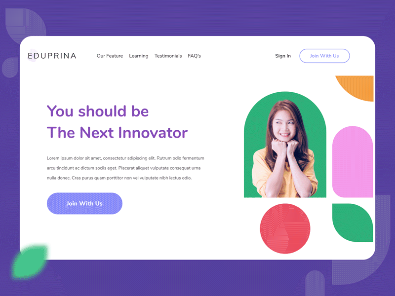 EduPrina Landing Page Educatinal Platform - Animation