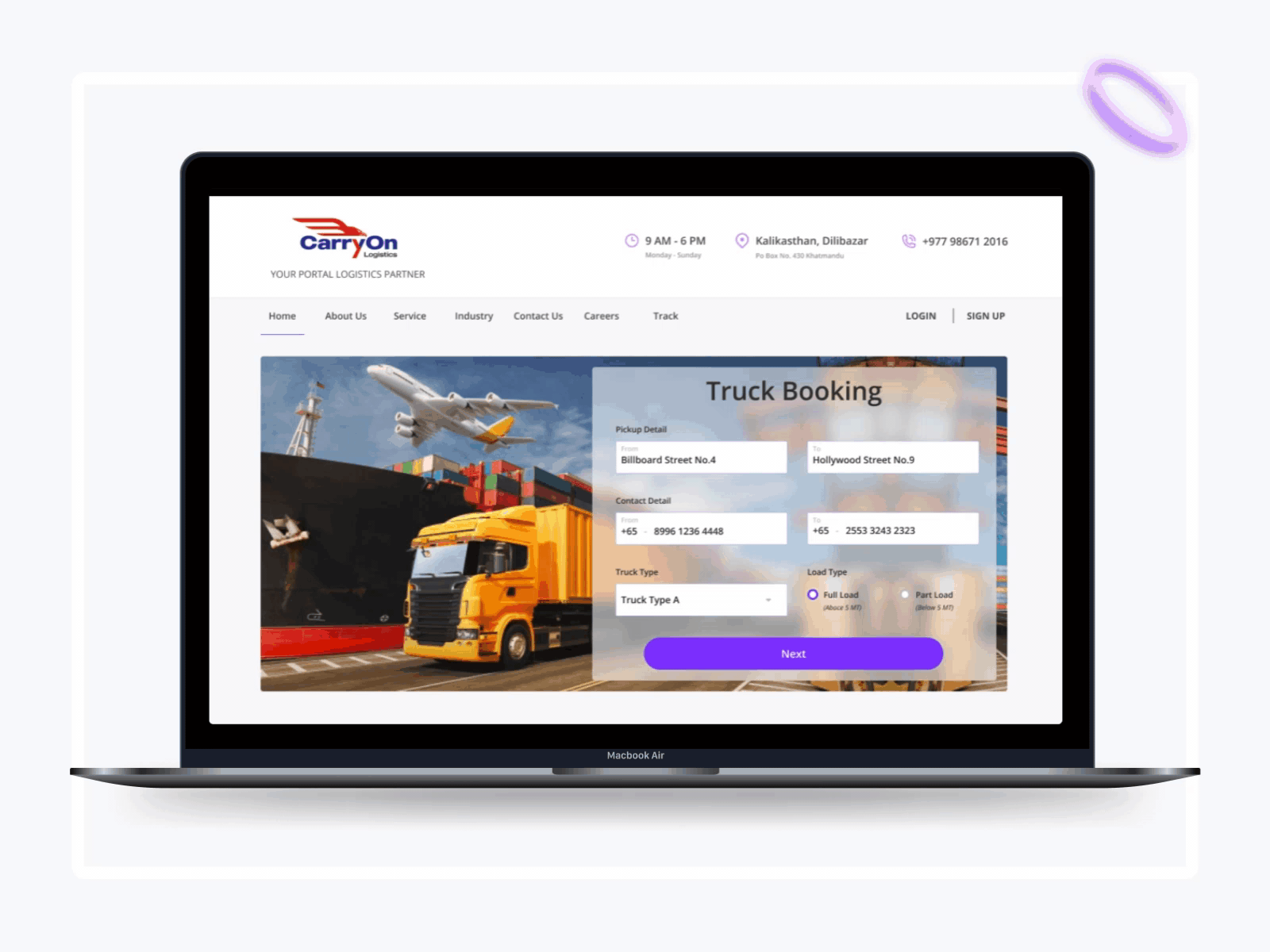 Carry On - Website Design for Logistic Company figma figmadesign landingpage logistics logistics company ui uiinspirations website website design
