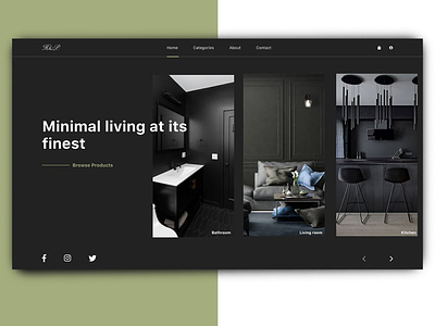 Living Minimal branding design furniture store landingpage minimal ui ux web webdesign website website design