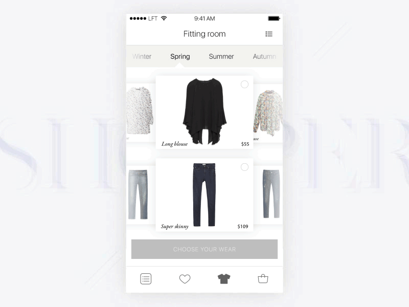 Fitting room 2016 animation app payment apparl apple pay consumer e commerce icons mobileapp uiux ukraine woman