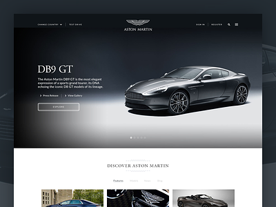 Aston Martin - Website aston martin db9 gt uiux website
