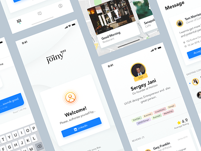 Joiny (bizz) – the app business clean events joiny lunch partners uiux