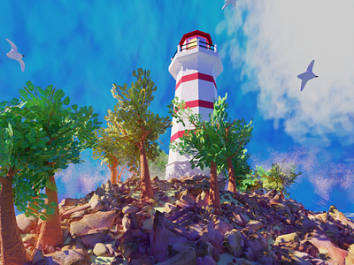 LightHouse 3d colorful illustration illustration art light lighthouse lowpolyart painting