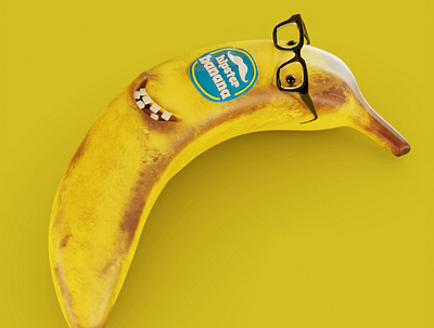 Hipster banana 3d banana illustration logo lowpolyart