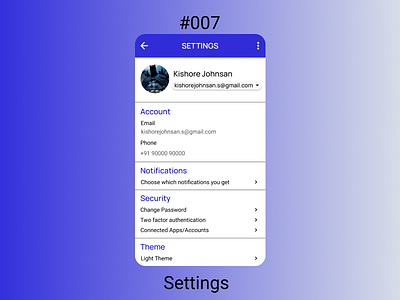 007 - Settings appdesign daily 100 challenge dailyui design flat minimal settings ui user experience user interface user interface design ux