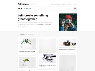 Gridframe WordPress Theme blog design free minimal portfolio responsive wordpress wordpress theme
