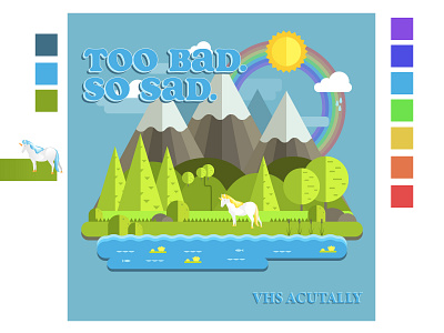 Too Bad So Sad cdmockup design envato fakeband fakecdcover illustration moutains nature rainbow typography unicorn vector weekday warmup