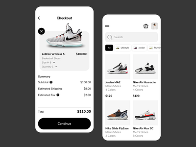 Nike Store UI checkout clean ui design ecommerce graphic design interface interface design minimalist ui mobile store nike shoe store shoes shop shopping app simple ui store ui user interface uxui vector