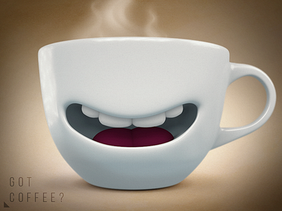 Got Coffee? 3d cinema 4d coffee cup smiling smirk