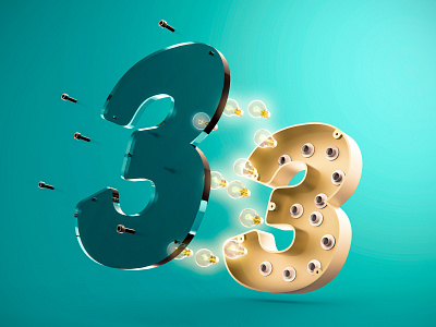 36 Days of Type - Number 3 36 days of type 3d c4d design letter lettering number type typo