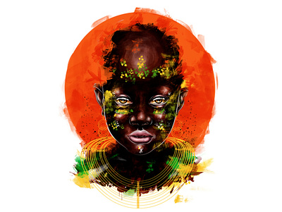 WARRIOR OF THE SAVANNAH african art artwork beauty colombia colombian illustration colorful culture forest illustration masai massai nature portait tribal tribe warrior watercolor