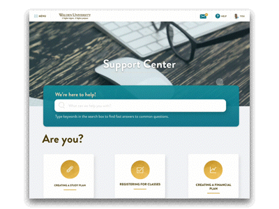 Support Center landing page page principle support