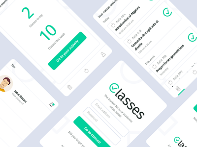 Design Concept - Classes app class interface light mobile screens
