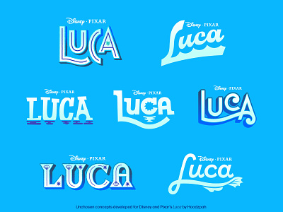 Unchosen Disney and Pixar's Luca Movie Title Treatments branding custom lettering custom type disney hoodzpah logo design movie logo pixar title treatment