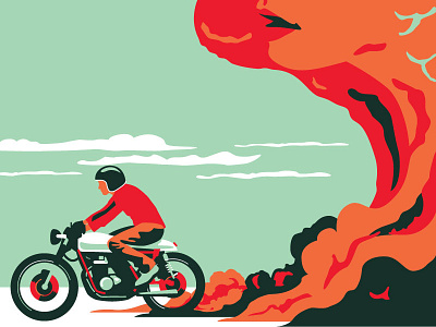 "The Road Beckons" 16x20 Poster bonneville cloud el mirage hoodzpah moto moto guzzi motorcycle poster