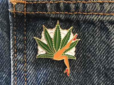 Lady Leaf Enamel Pin accessories apparel can can dancing enamel pin leaf legs pin smoke