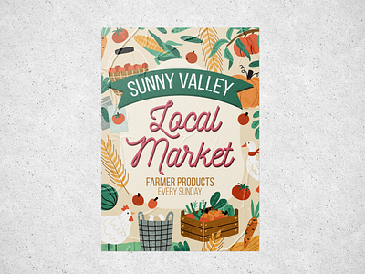 Sunny Valley local farmer's market poster branding design illustration illustrator lettering minimal poster vector