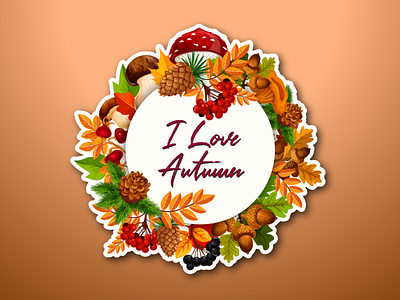 I love autumn badge vector design